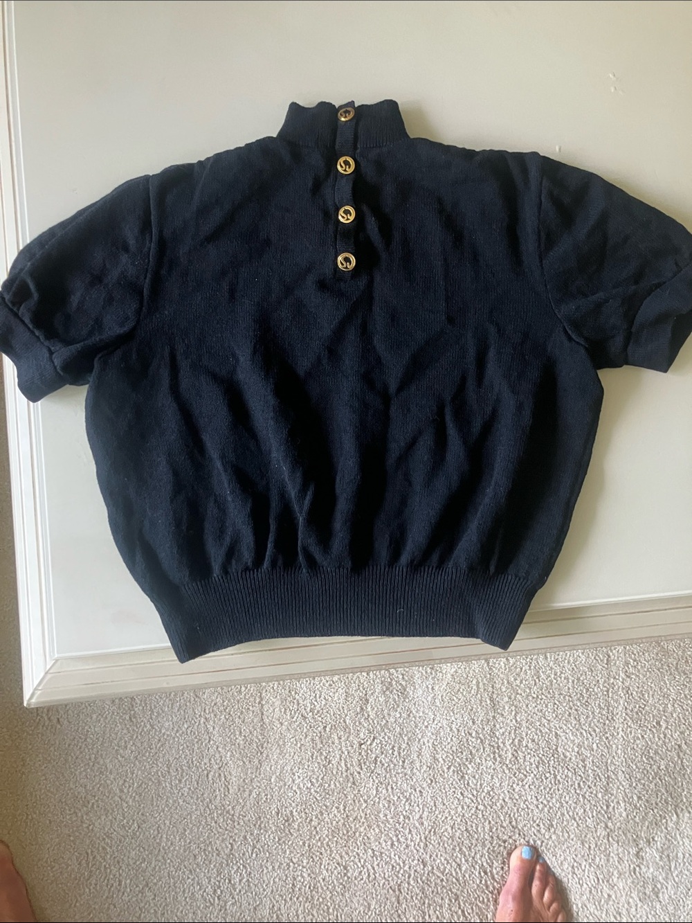 St. John Separates vintage mock neck short sleeve knit sweater P